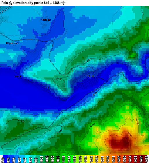 Palu elevation map