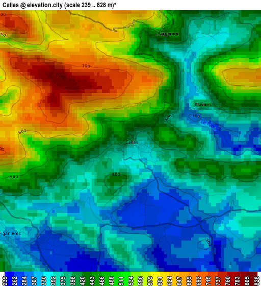 Callas elevation map