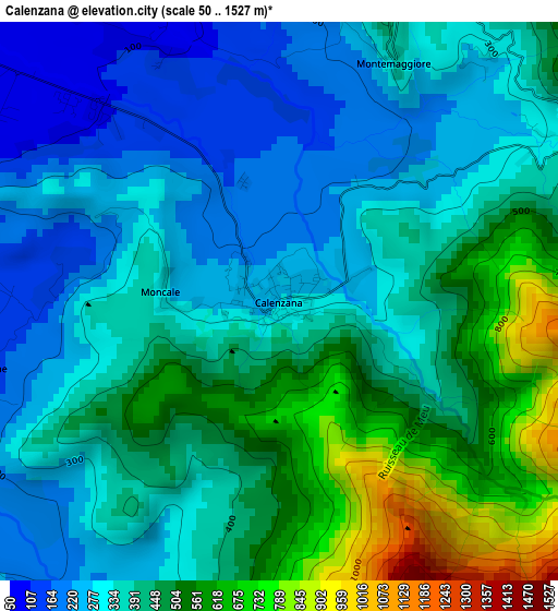 Calenzana elevation map