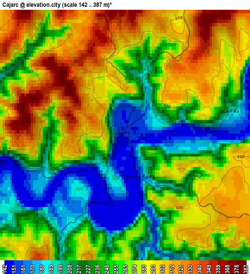 Cajarc elevation map