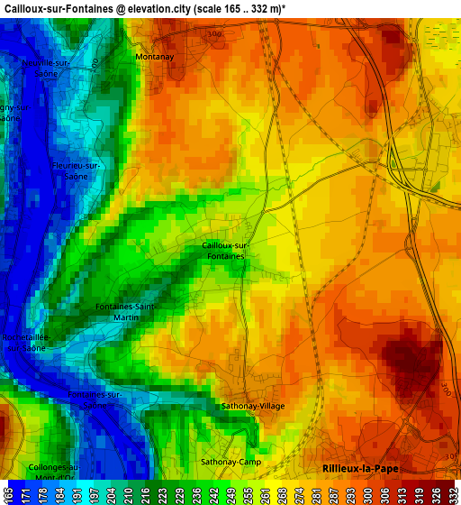 Cailloux-sur-Fontaines elevation map