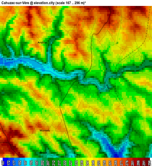 Cahuzac-sur-Vère elevation map