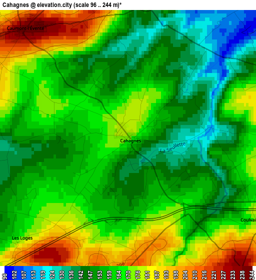 Cahagnes elevation map