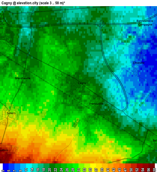 Cagny elevation map