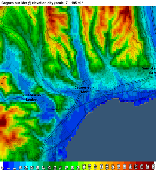 Cagnes-sur-Mer elevation map