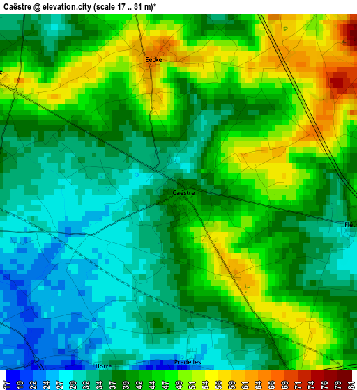 Caëstre elevation map