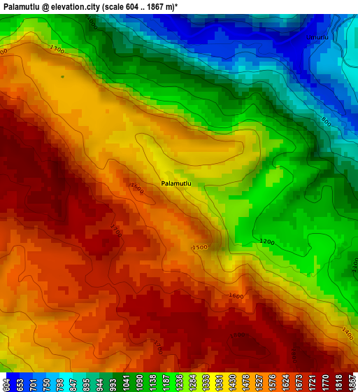 Palamutlu elevation map