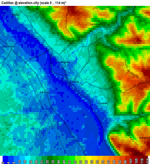 Cadillac elevation map