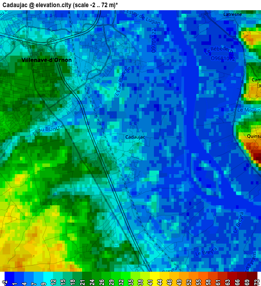 Cadaujac elevation map