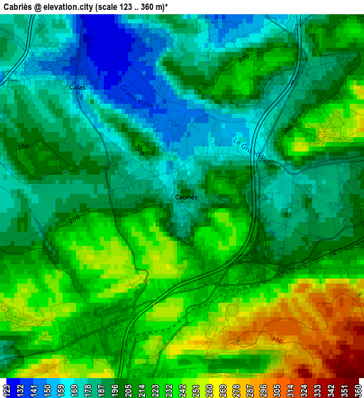 Cabriès elevation map