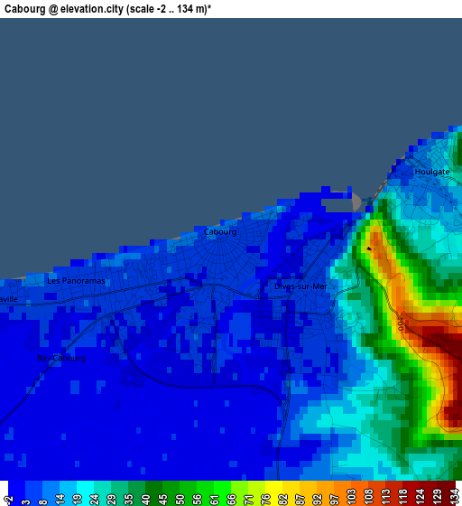 Cabourg elevation map