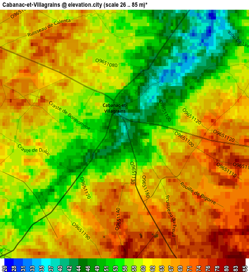 Cabanac-et-Villagrains elevation map