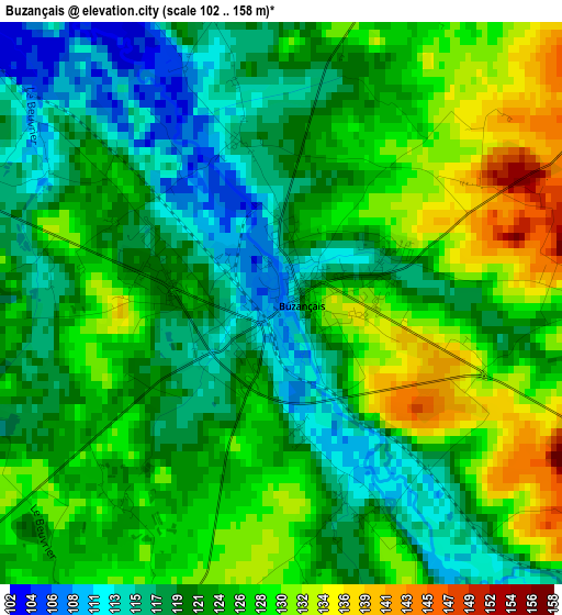 Buzançais elevation map