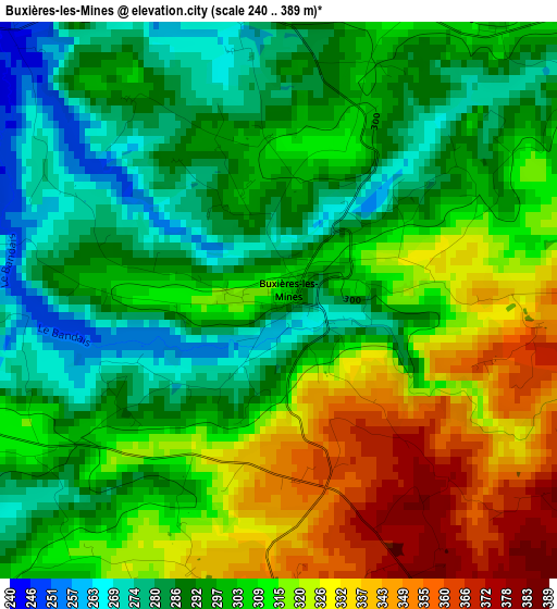 Buxières-les-Mines elevation map