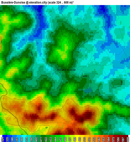 Bussière-Dunoise elevation map