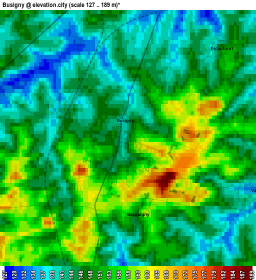 Busigny elevation map