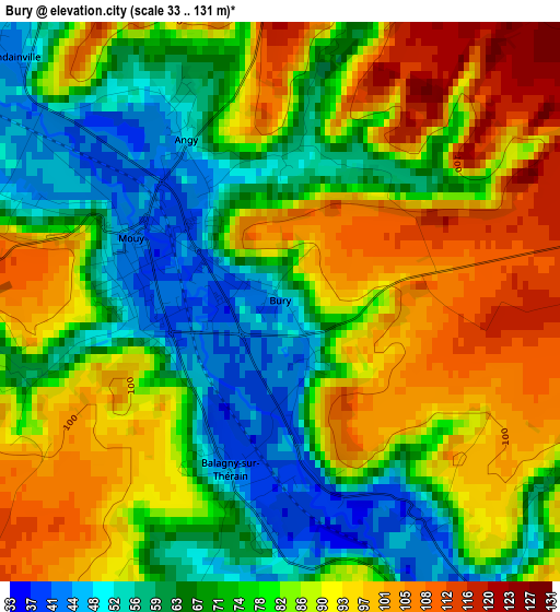 Bury elevation map