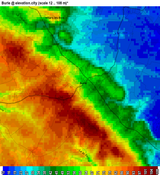 Burie elevation map