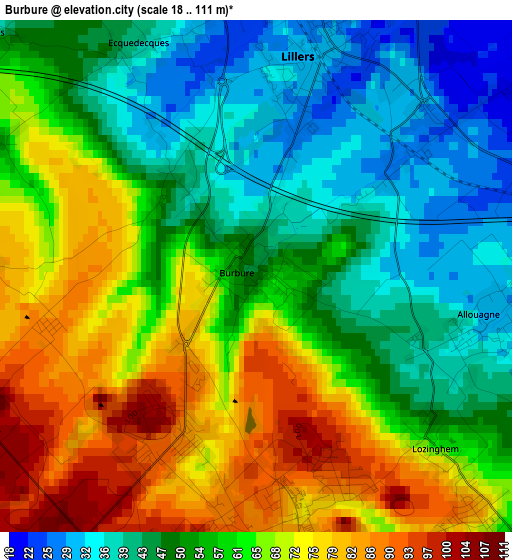 Burbure elevation map