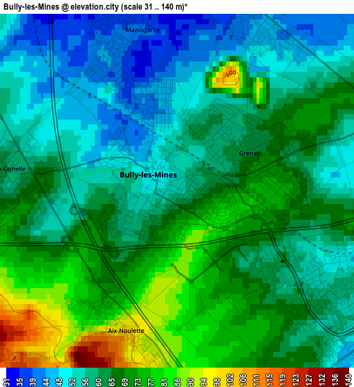Bully-les-Mines elevation map