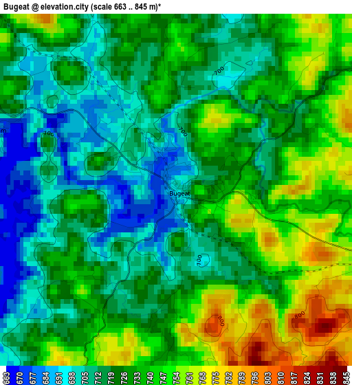 Bugeat elevation map