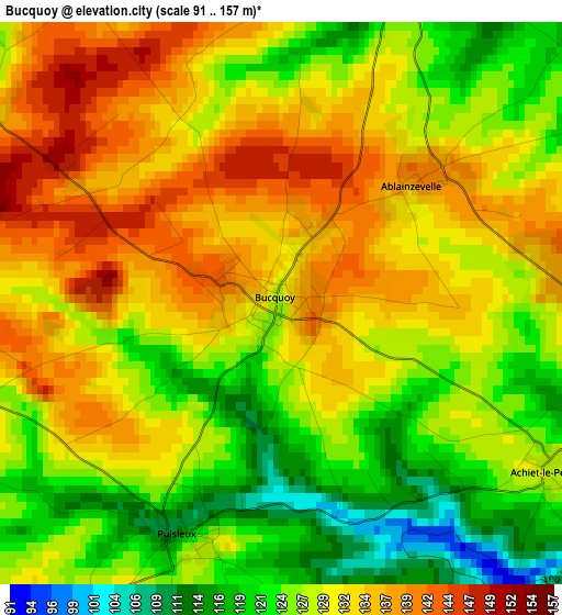 Bucquoy elevation map