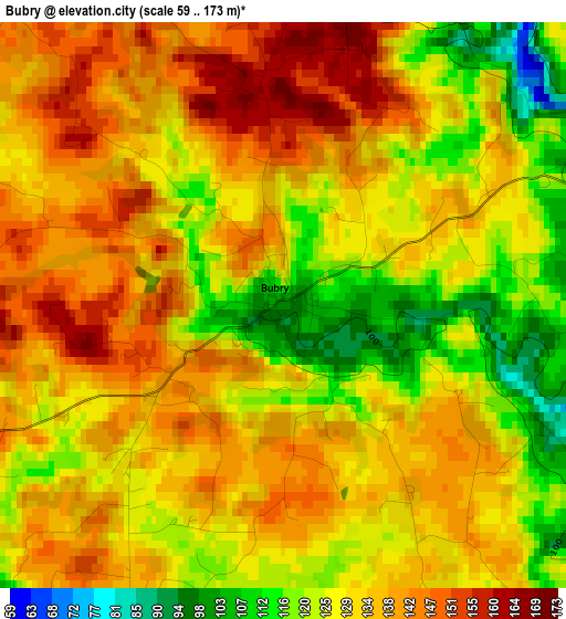 Bubry elevation map