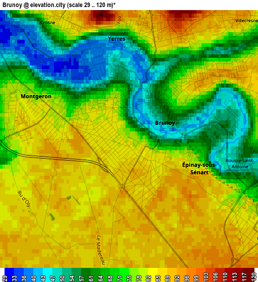 Brunoy elevation map