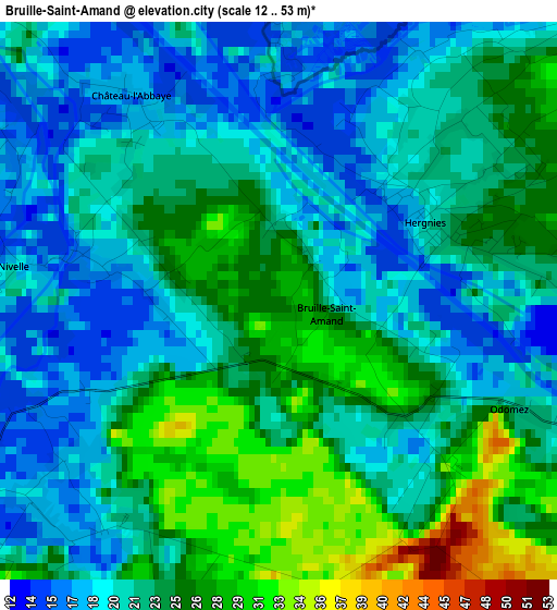 Bruille-Saint-Amand elevation map