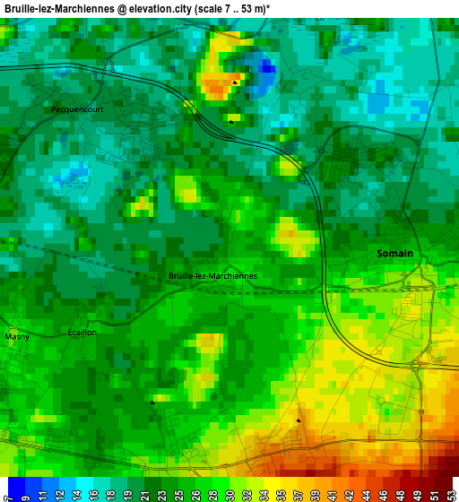 Bruille-lez-Marchiennes elevation map