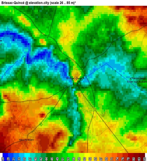 Brissac-Quincé elevation map