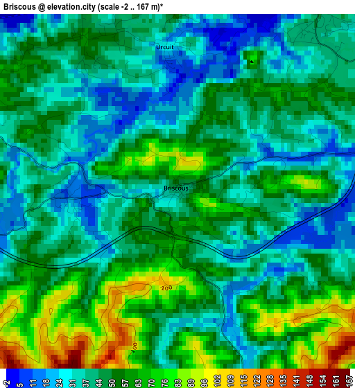 Briscous elevation map