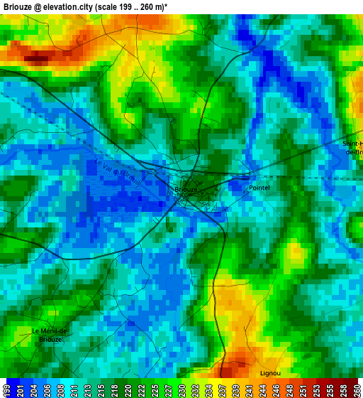 Briouze elevation map