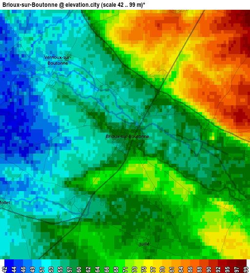 Brioux-sur-Boutonne elevation map