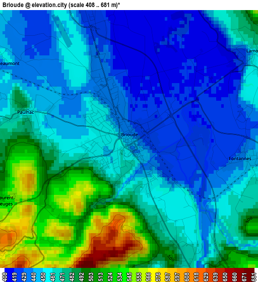 Brioude elevation map