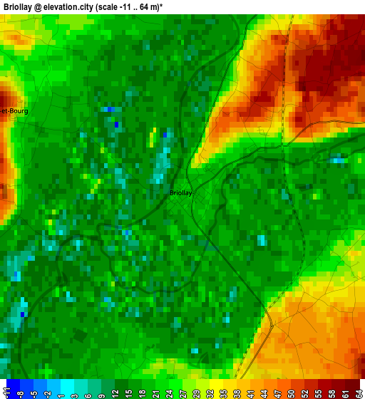 Briollay elevation map