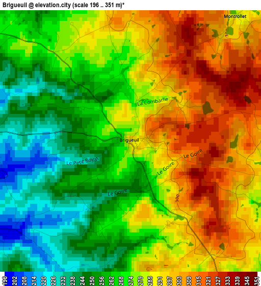 Brigueuil elevation map