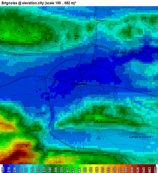 Brignoles elevation map