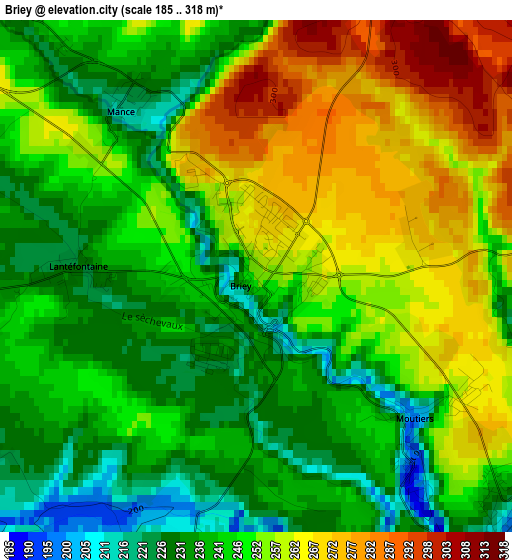 Briey elevation map