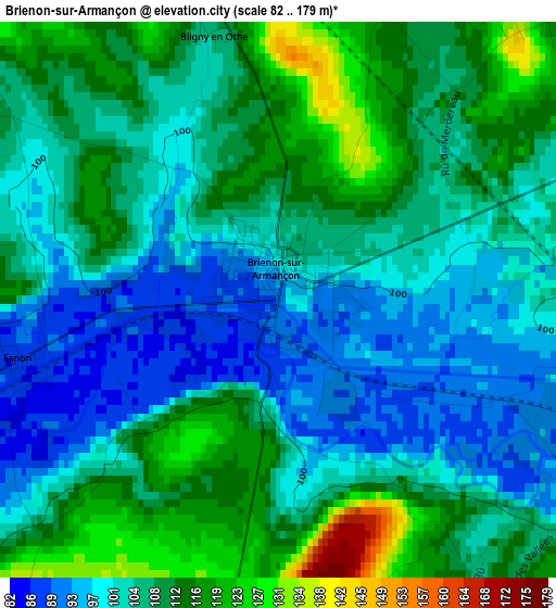 Brienon-sur-Armançon elevation map