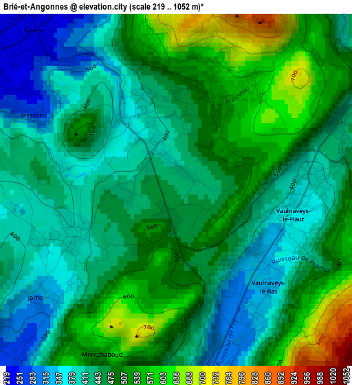 Brié-et-Angonnes elevation map