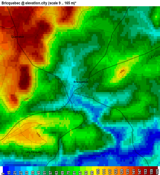 Bricquebec elevation map