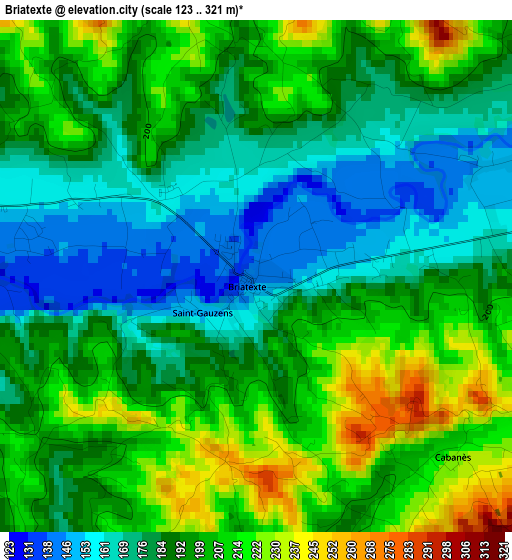 Briatexte elevation map