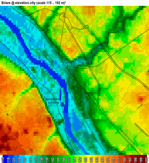 Briare elevation map