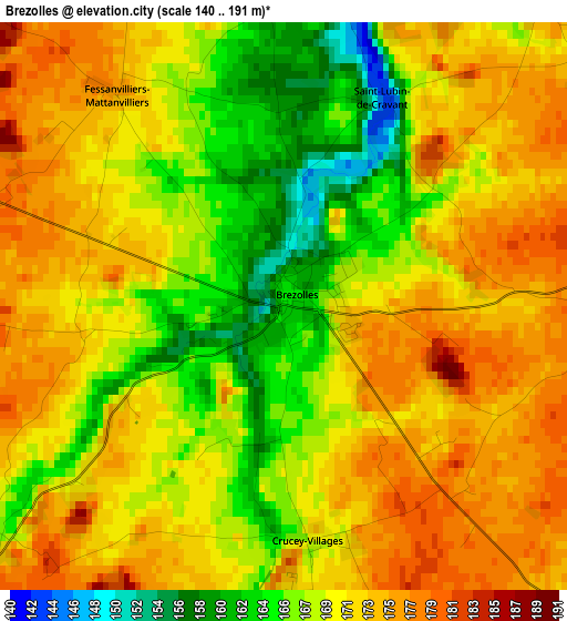 Brezolles elevation map