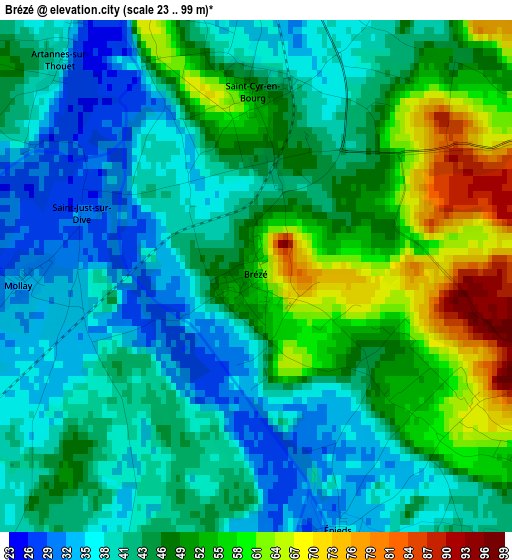 Brézé elevation map