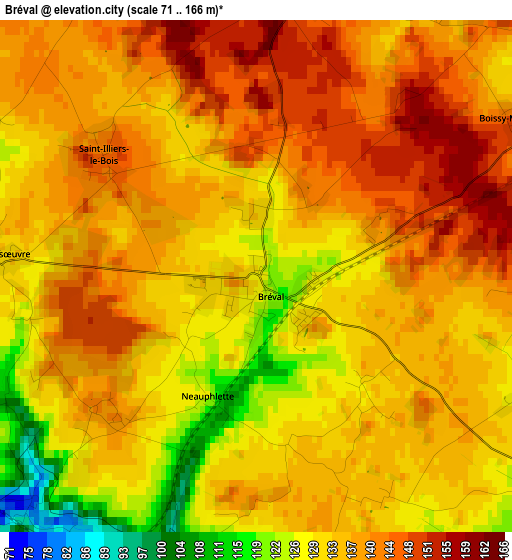 Bréval elevation map