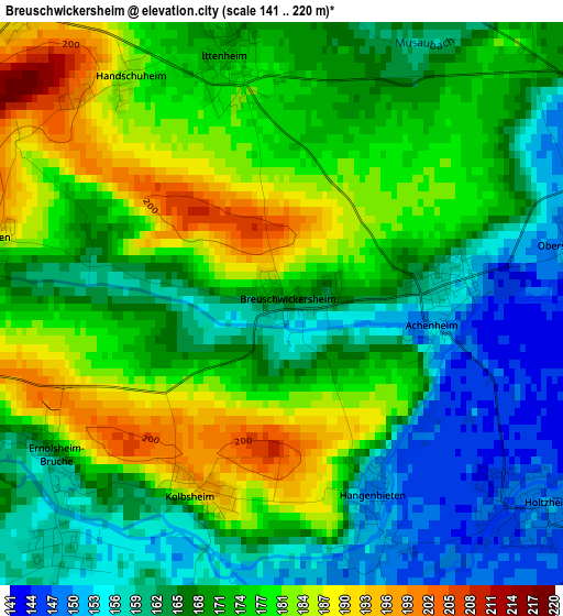 Breuschwickersheim elevation map