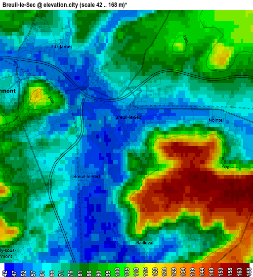 Breuil-le-Sec elevation map