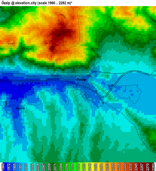 Özalp elevation map